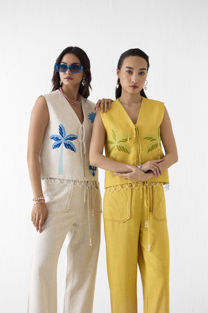 Matka Viscose Linen Vest and Trousers Co-ord - Luxury Jaipur Style