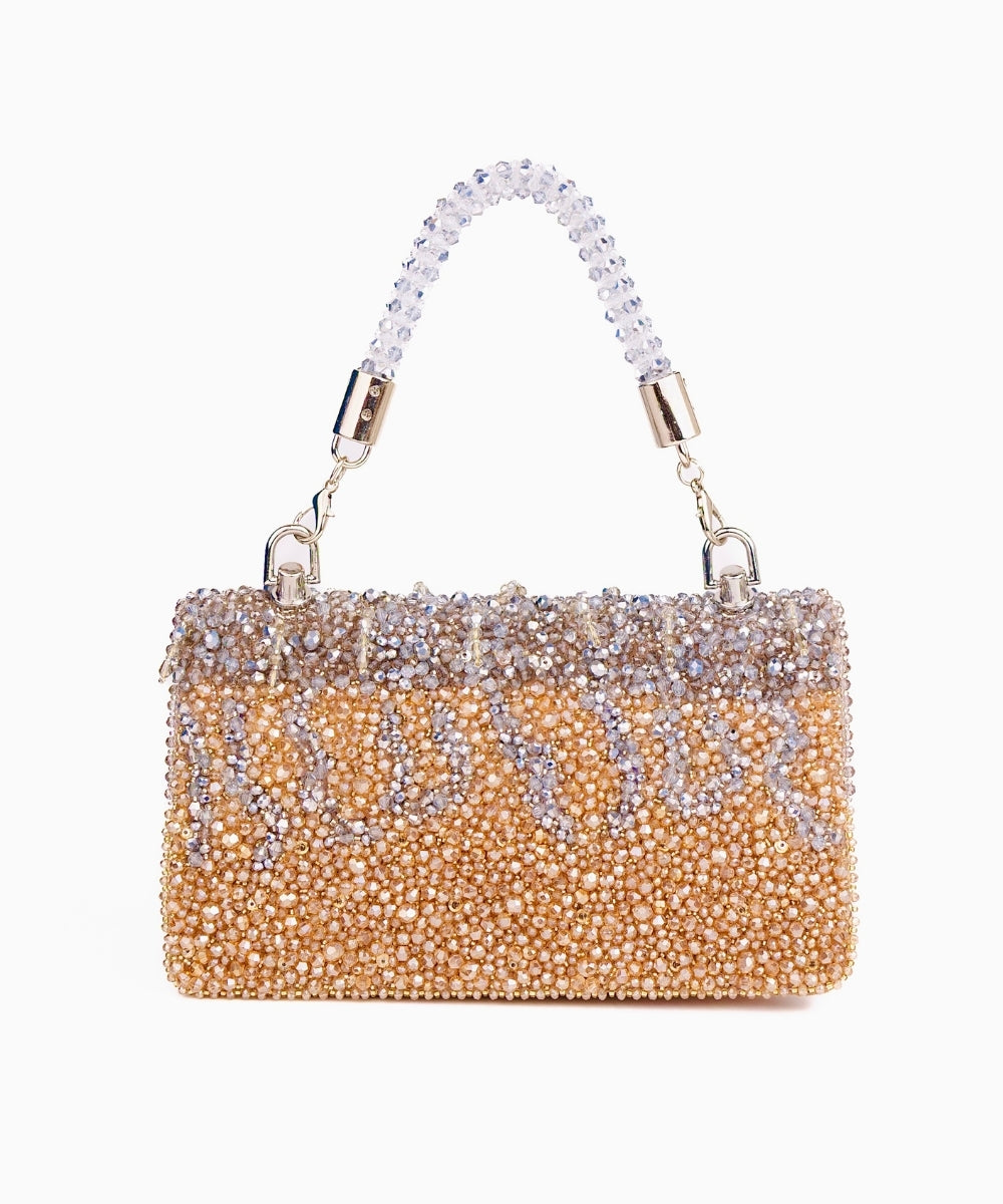 Elsie Gold & Silver Suede Clutch