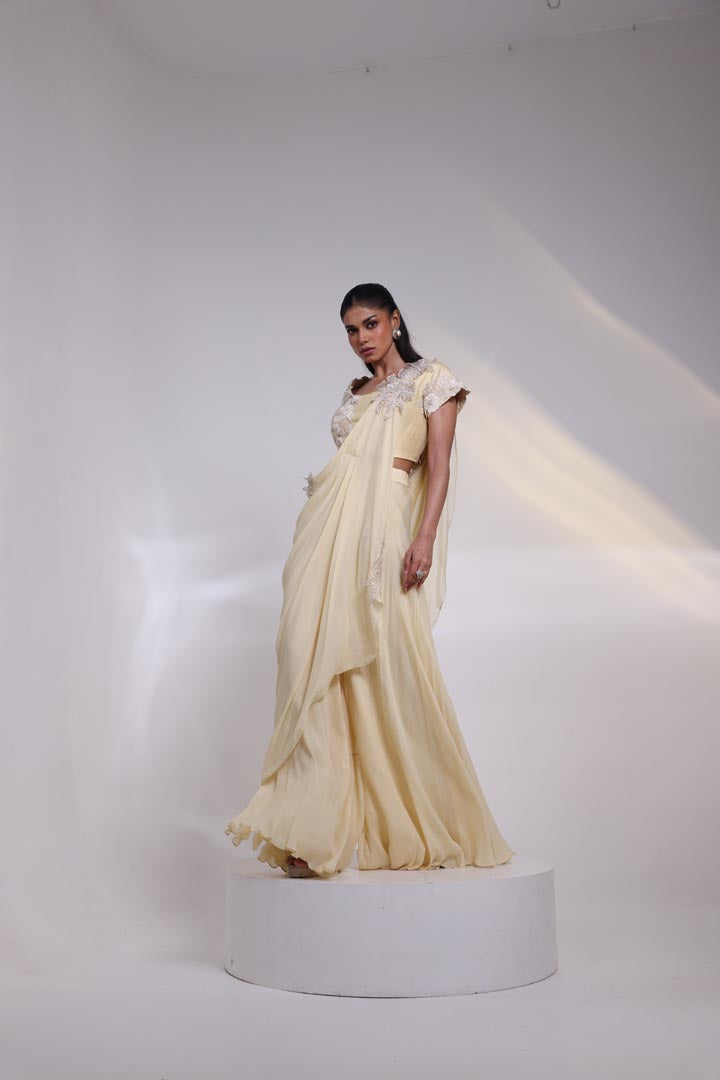 Ivory  Blossom drape pant set AAD515IVORY
