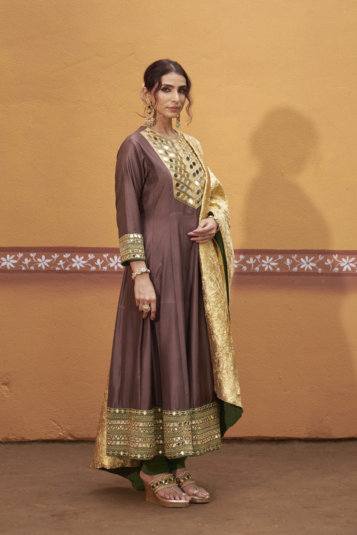 Anarkali with embroidered border and yoke