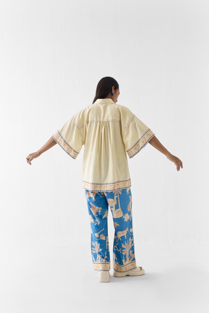 Jaipur Printed Viscose Linen Boxy Shirt & Trousers Co-ord Set