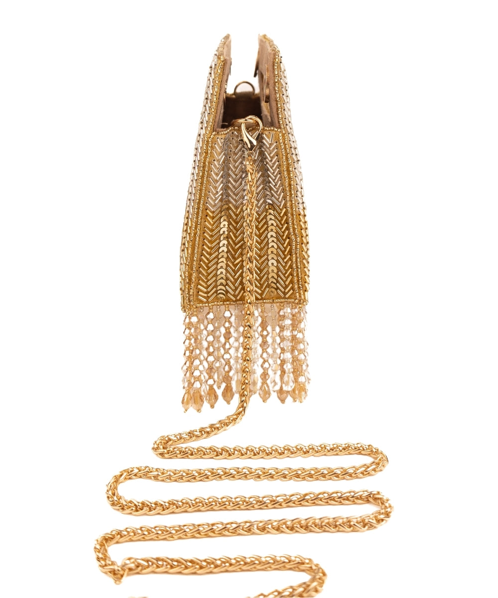 Ayla Gold and Silver Suede Embellished Clutch