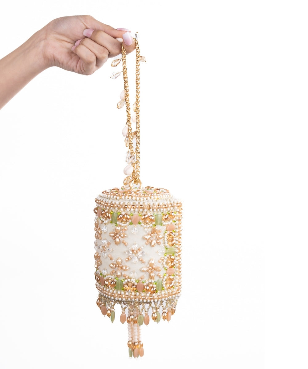 Bella Pastel Suede Embellished Cylinder Mini Bag