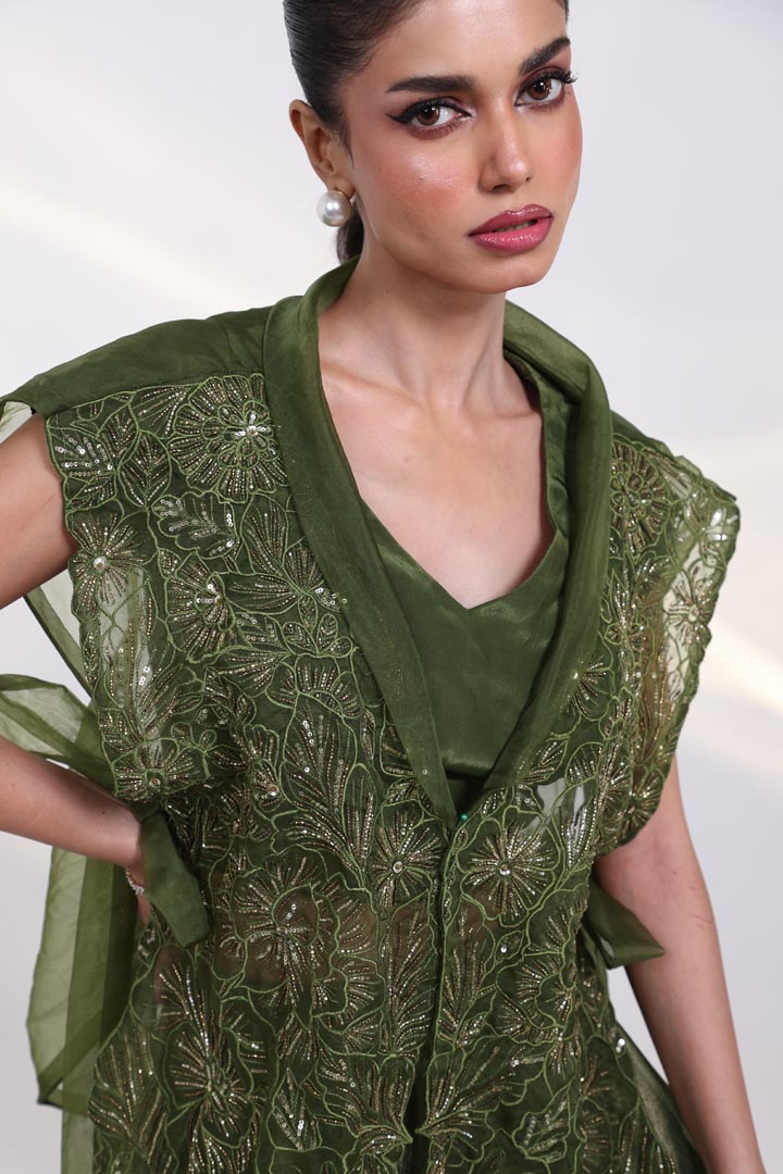 Olive Luxe Embroidered Layer Set AAD628