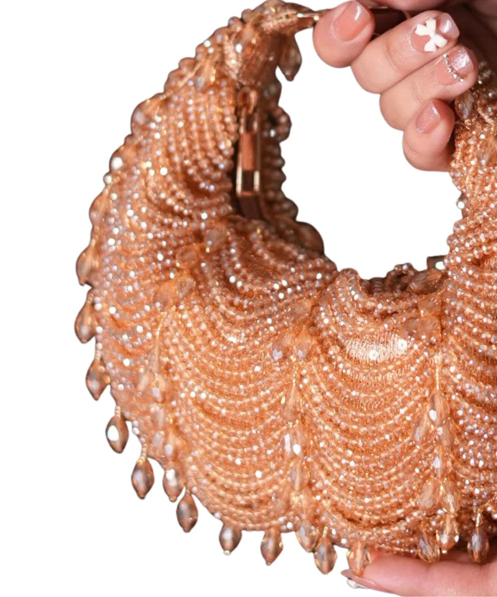 Liona Gold Georgette Embellished Hobo Bag