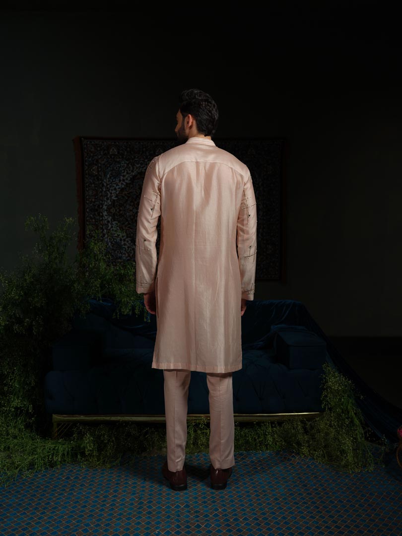 Dusty Peach Geometry Kurta Set