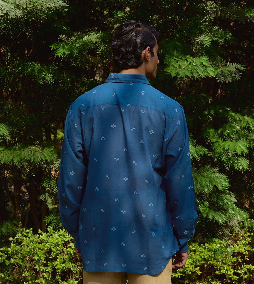 VESPER MEN'S FULL SLEEVE SHIRT - TETRIS JAMDANI