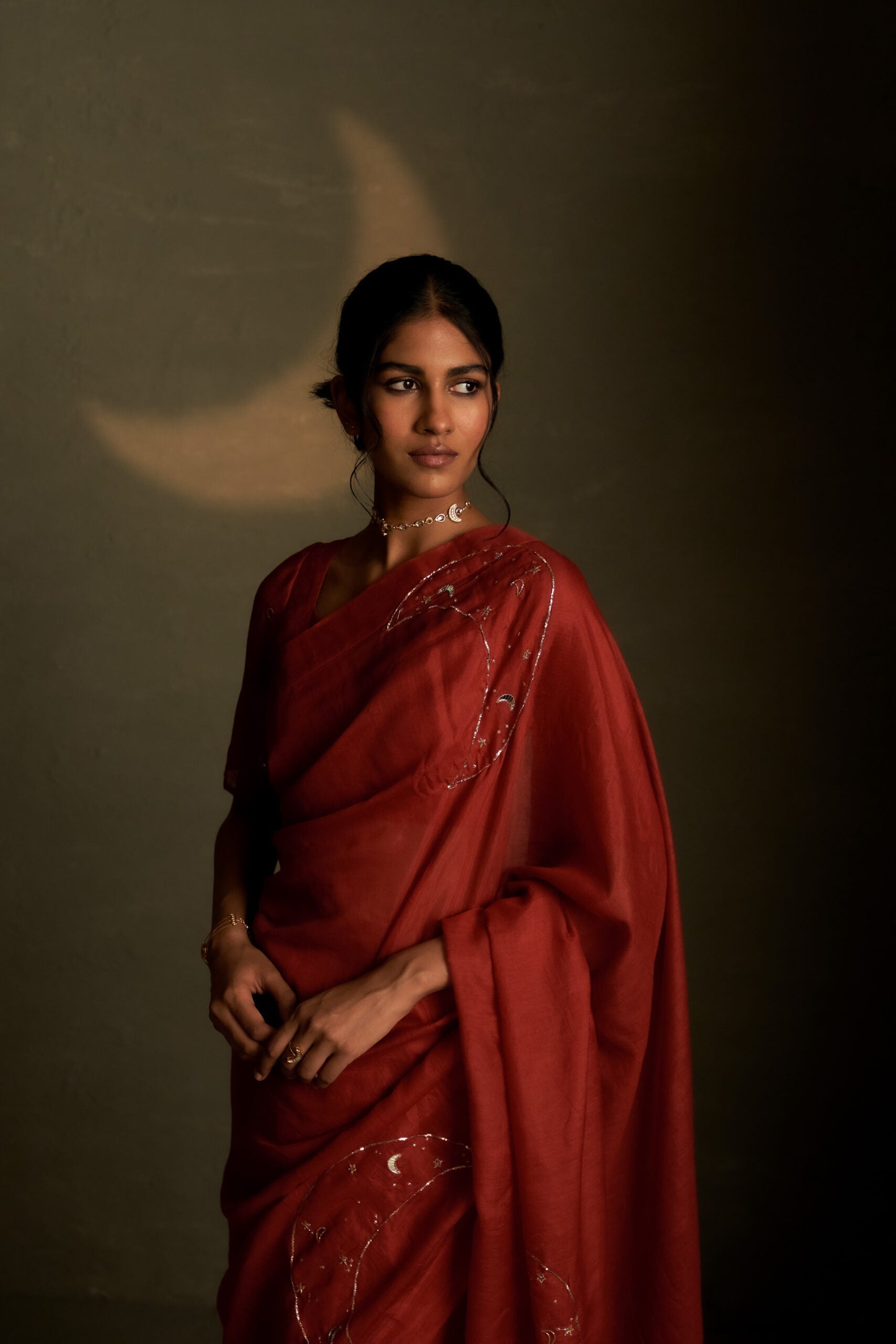 Chaand Saree with Sleeve Blouse