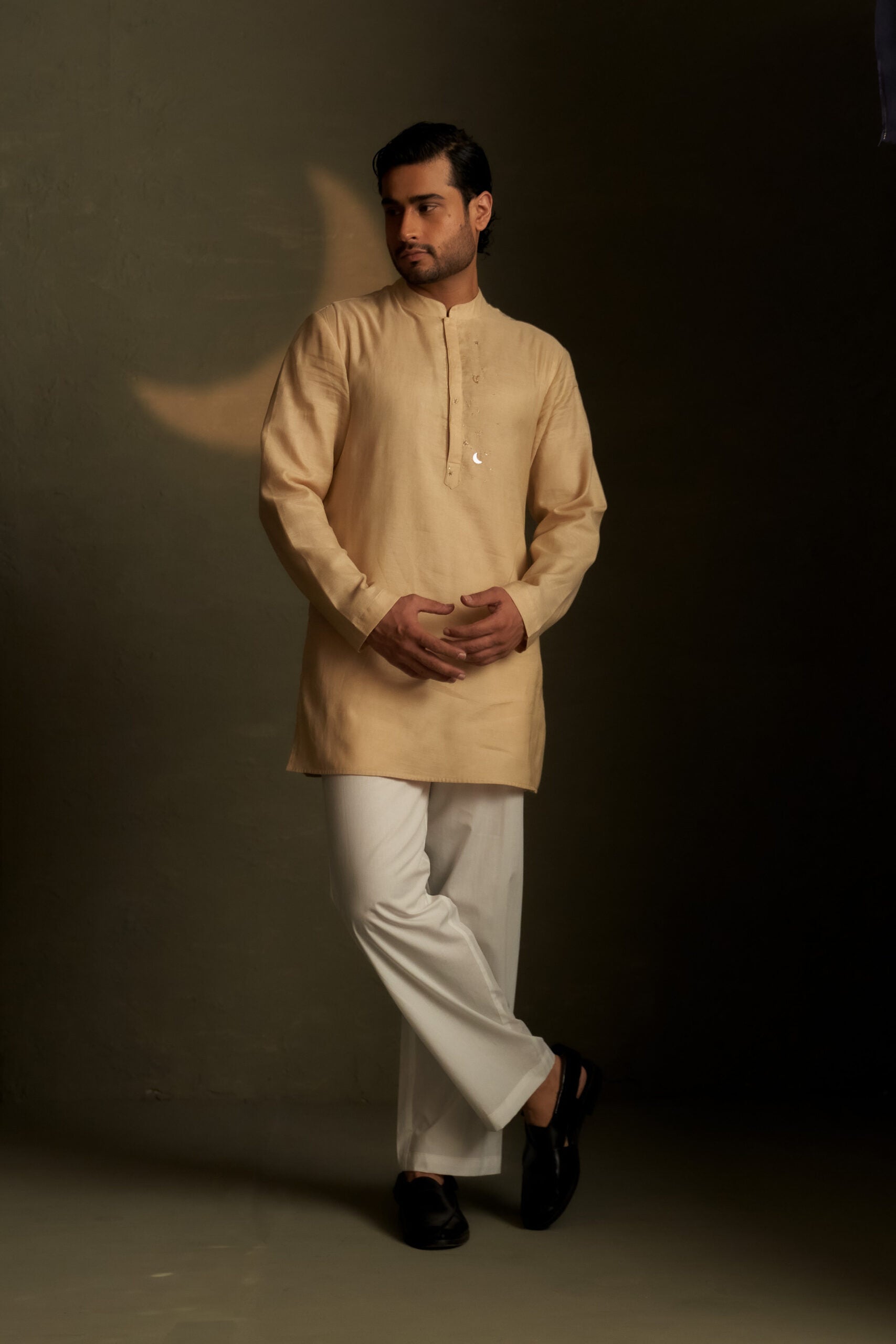 Golden Beige Short Kurta Set