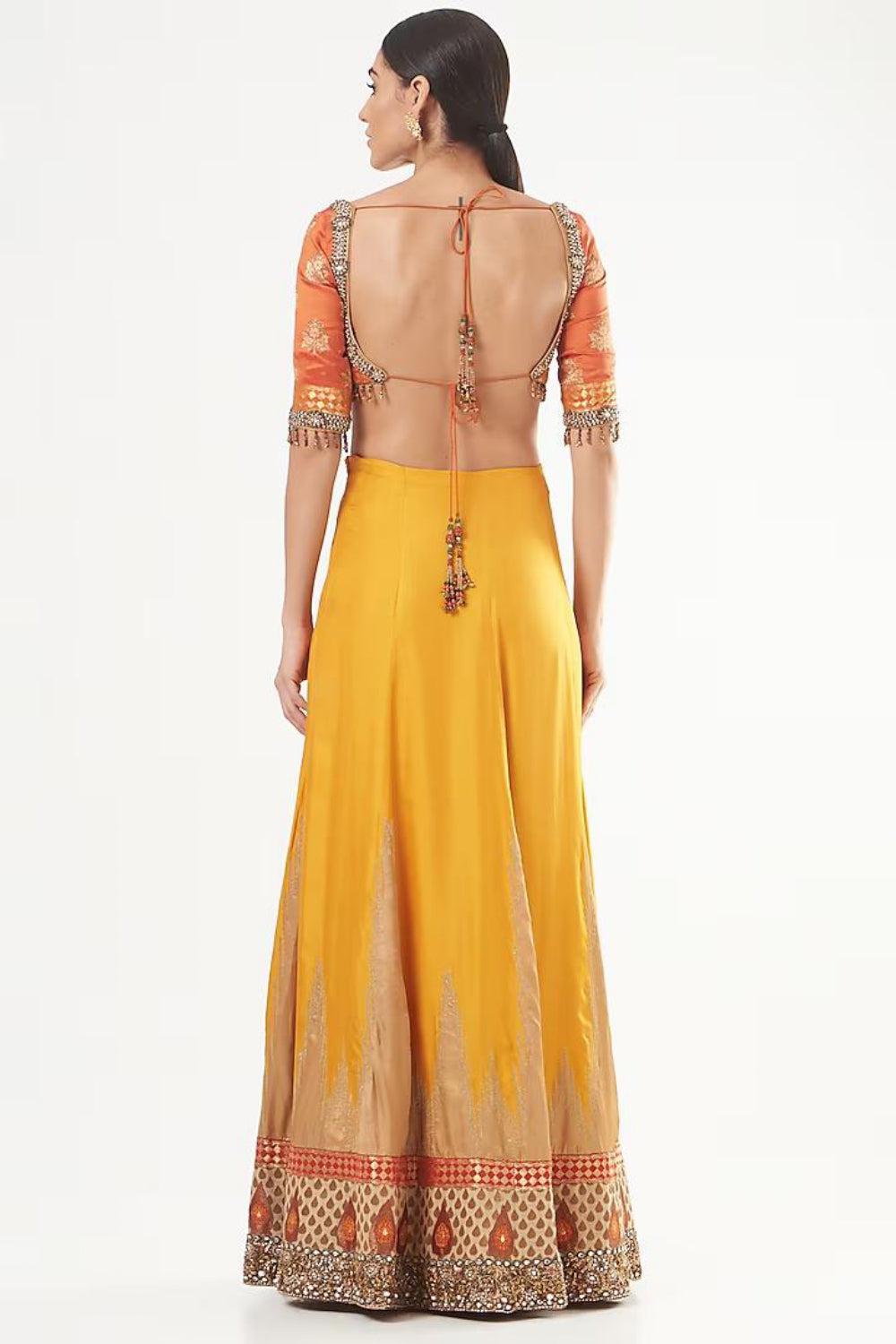 Mustard Embroidered Lehenga Set - Auraya Fashion -  - #tag1# - #tag2# - #tag3# - #tag3#