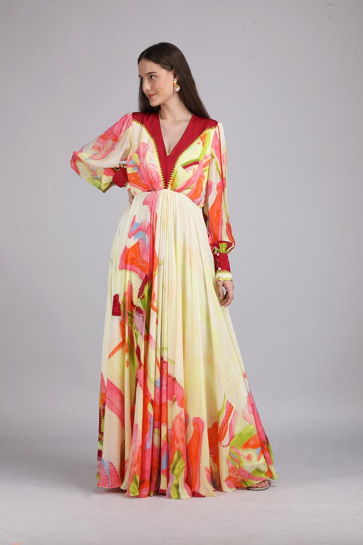 Linear lime summer placement Dress