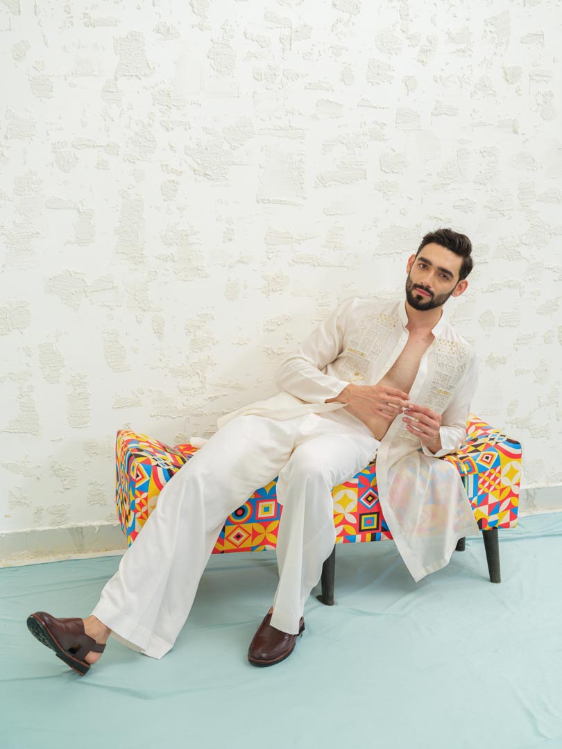 Ivory Lippan Kurta set