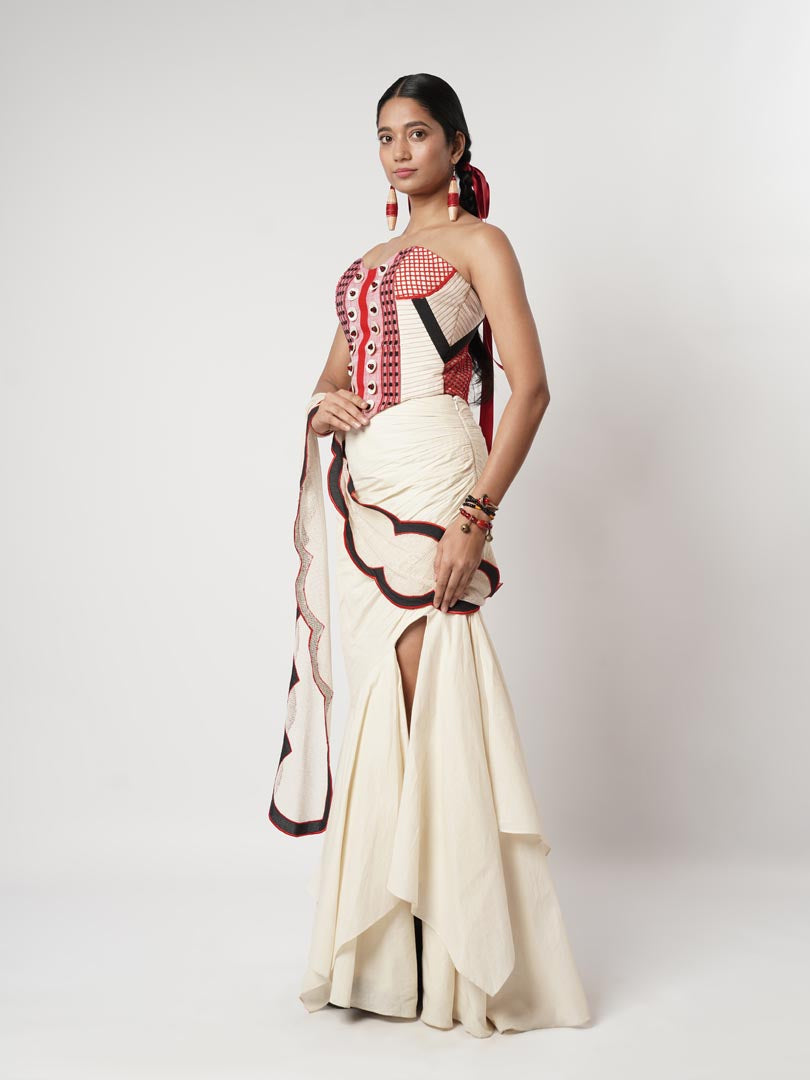 DRAPED LAYER SKIRT WITH NAGA CORSET