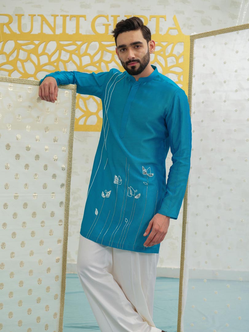 Mosaic Flower Blue Kurta set