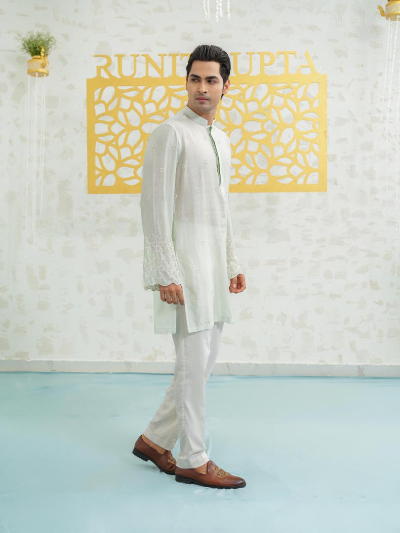 Mint Cutwork Hexa kurta set