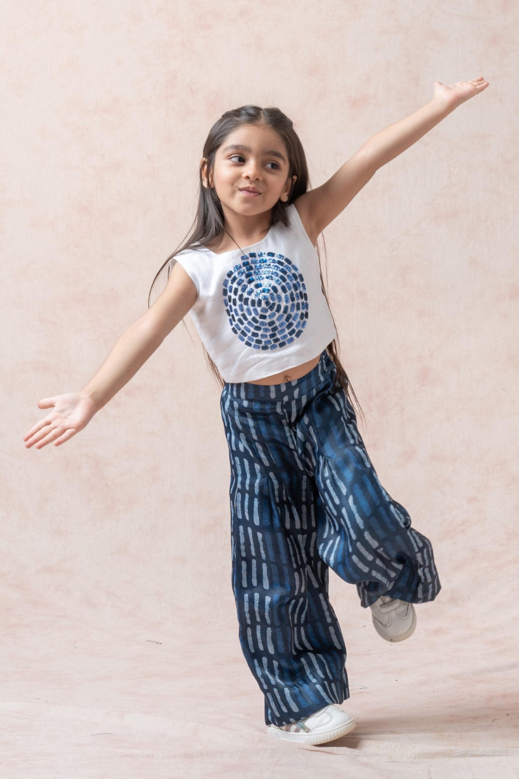 Crop top with pleated palazzo pants