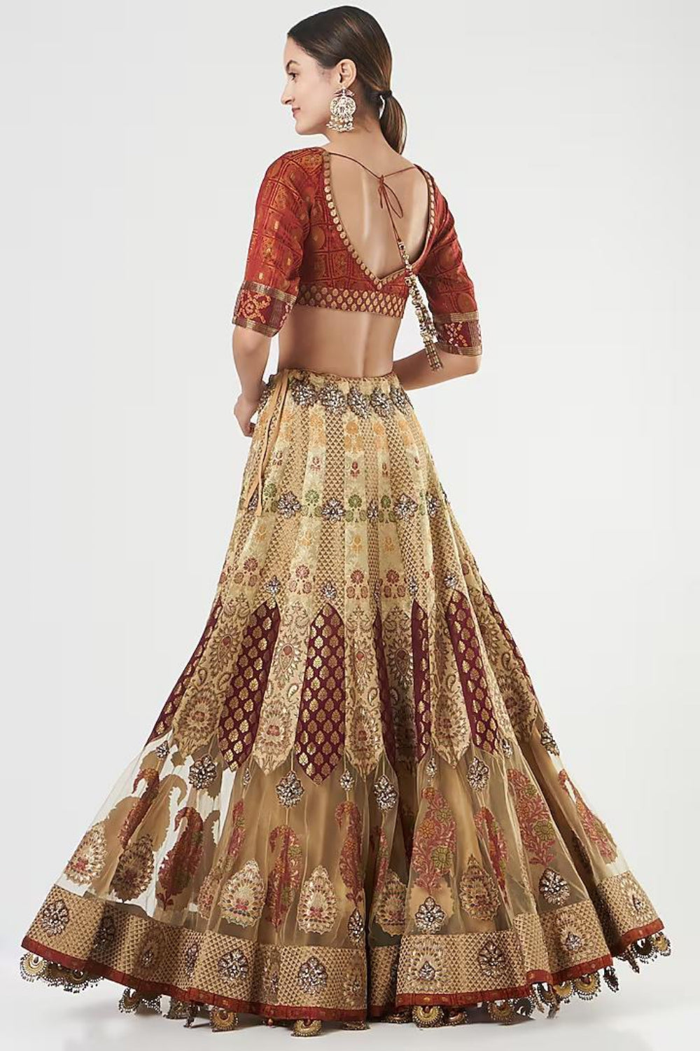 Gold Embroidered Lehenga Set - Auraya Fashion -  - #tag1# - #tag2# - #tag3# - #tag3#