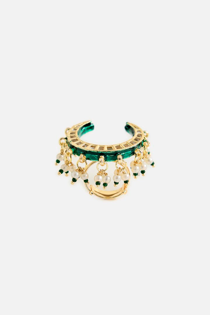 Crescent Kundan Statement Ring