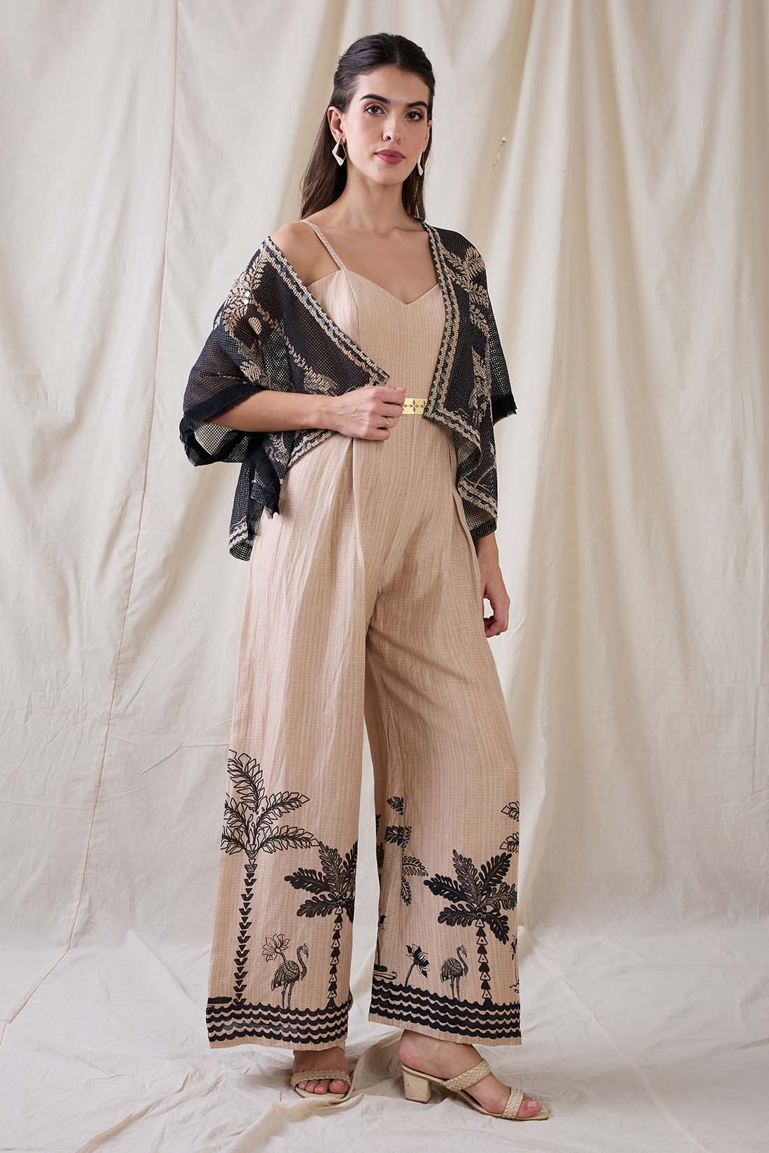 Noorani printed jumpsuit with embroidered jacket SP4721