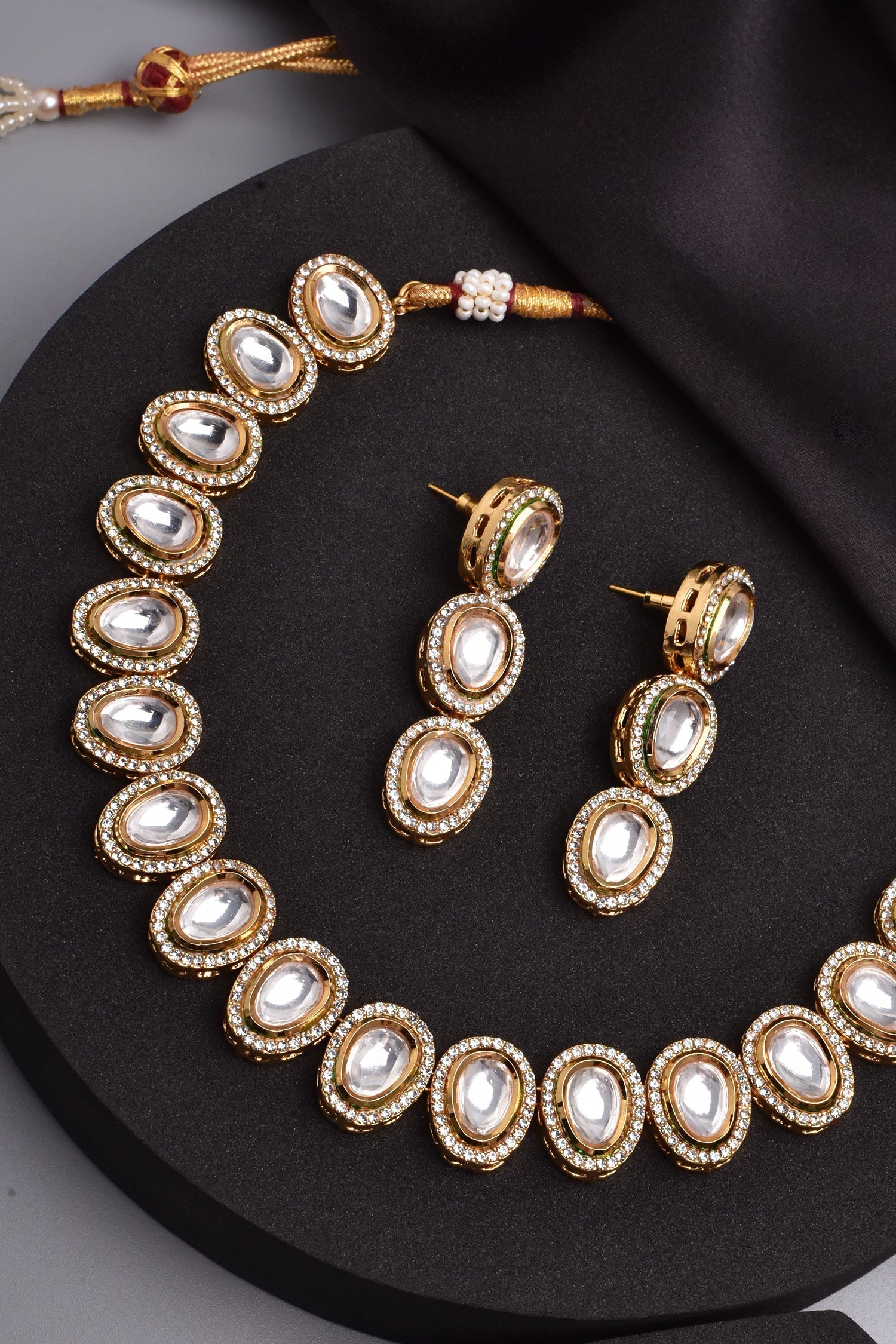 Gold Tone Polki Necklace Set