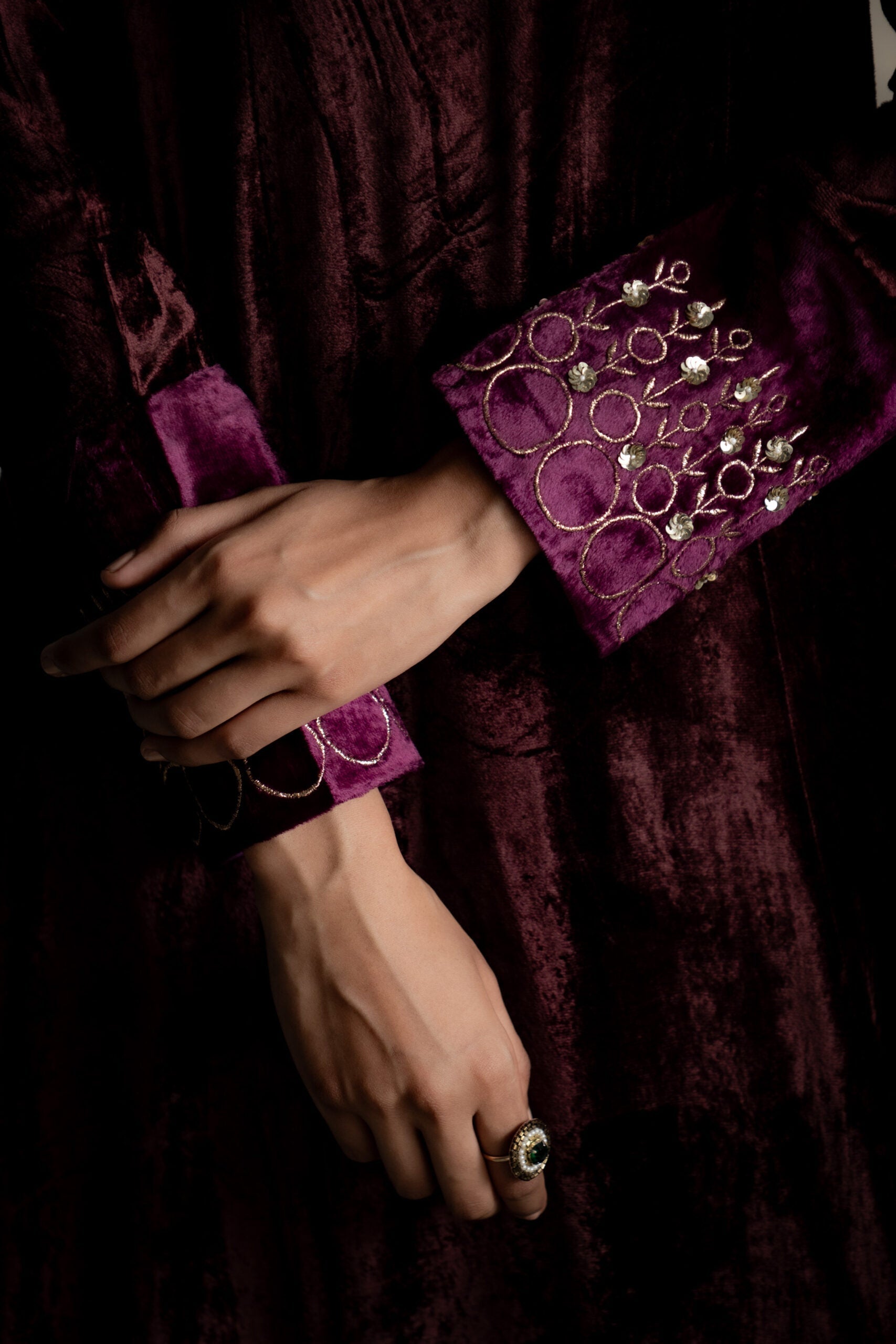 Maaya Brown V neck kurta Set