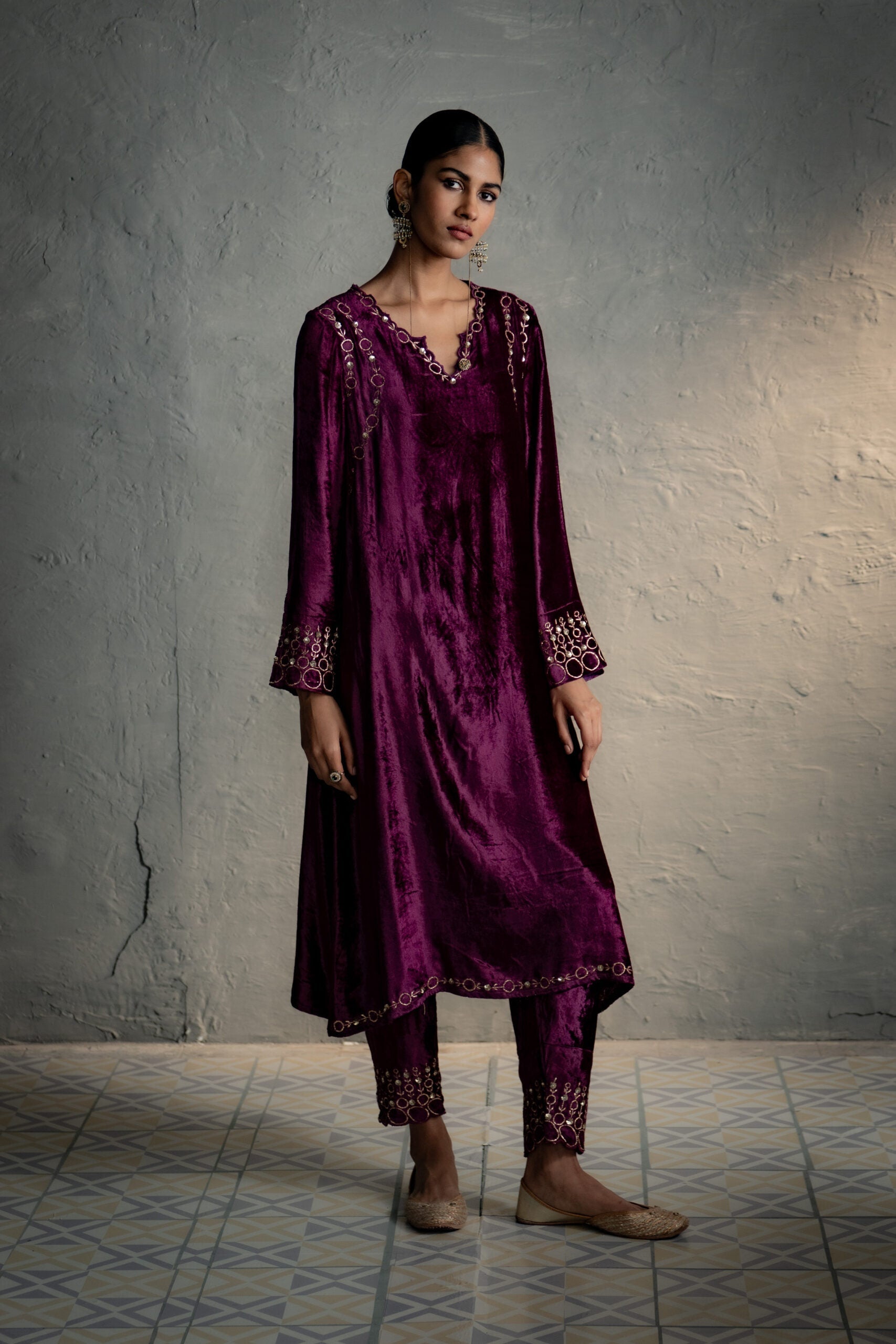 Phiran Style Velvet kurta Set