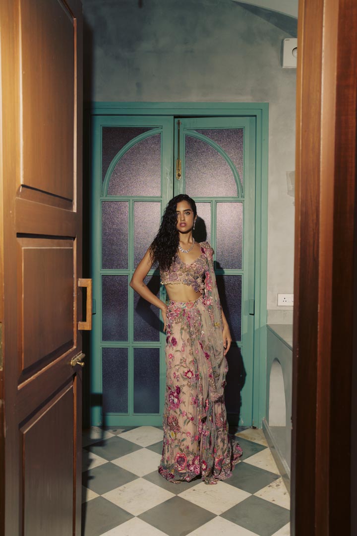 ETHEREAL BLUSH DRAPE SAREE