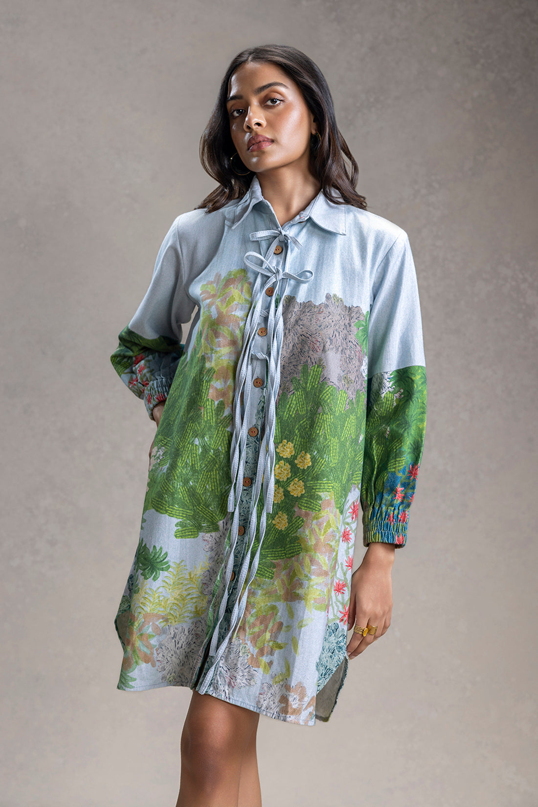 Blue blume Printed Shirt Dress