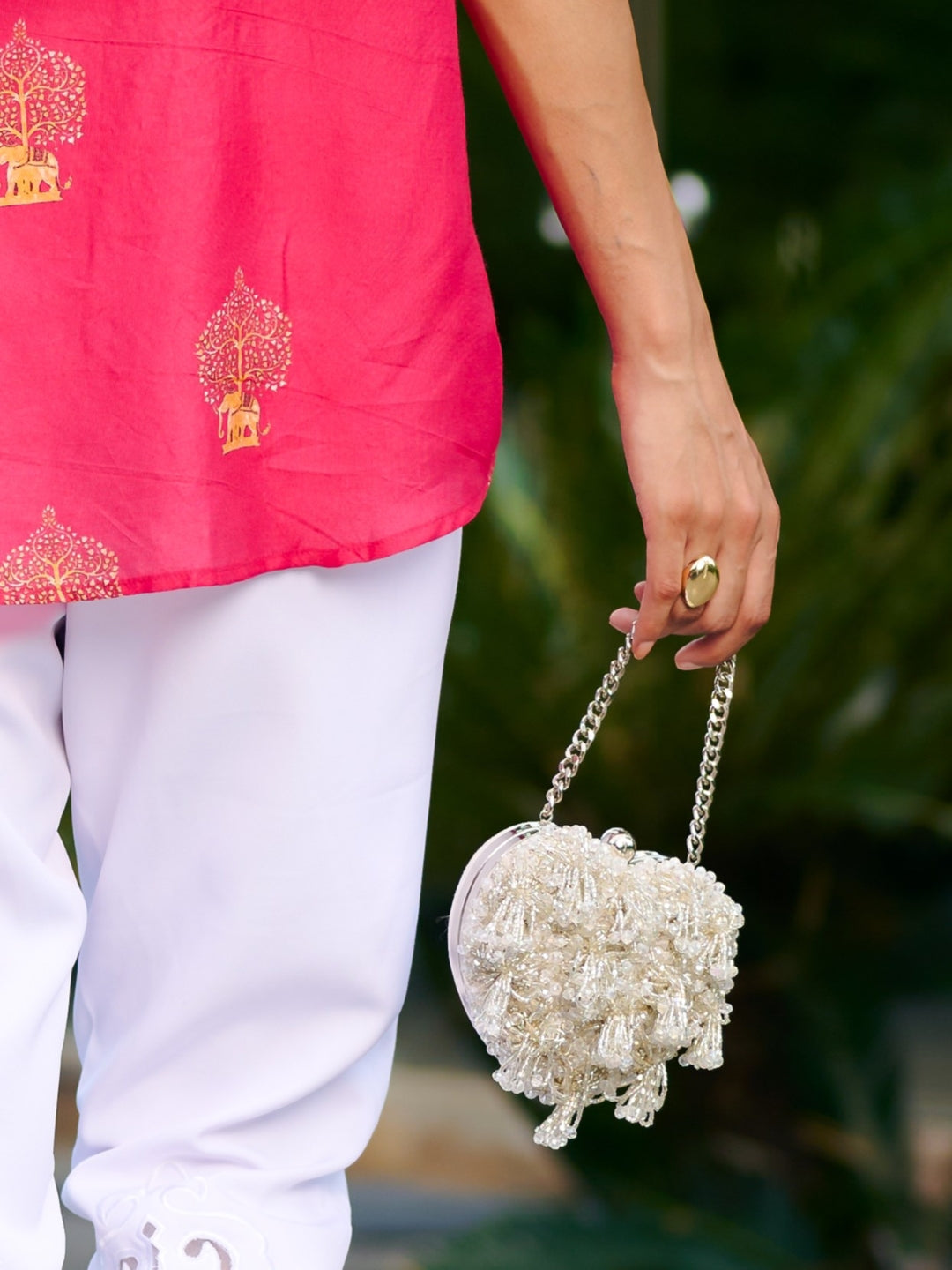 Pearl White Micro Heart Bag