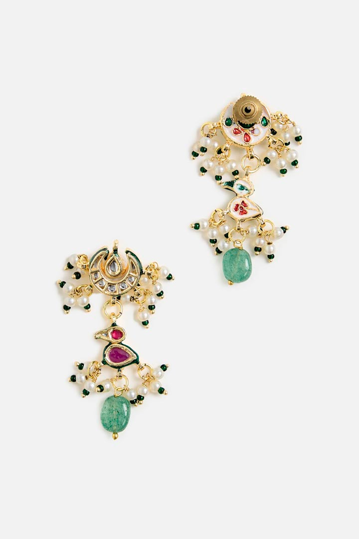 Gold & Green Beaded Choker Necklace Set