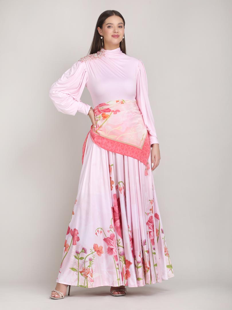 Faux Cosmos Sky base Printed cape Dress