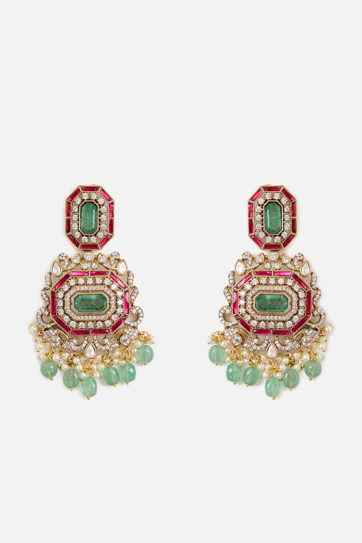 Regal Kundan & Emerald Statement Necklace Set