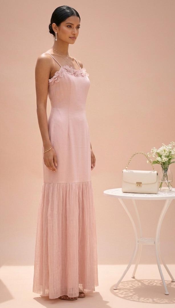 THETAA Aria  Layered Satin & Crushed Organza Dress Set