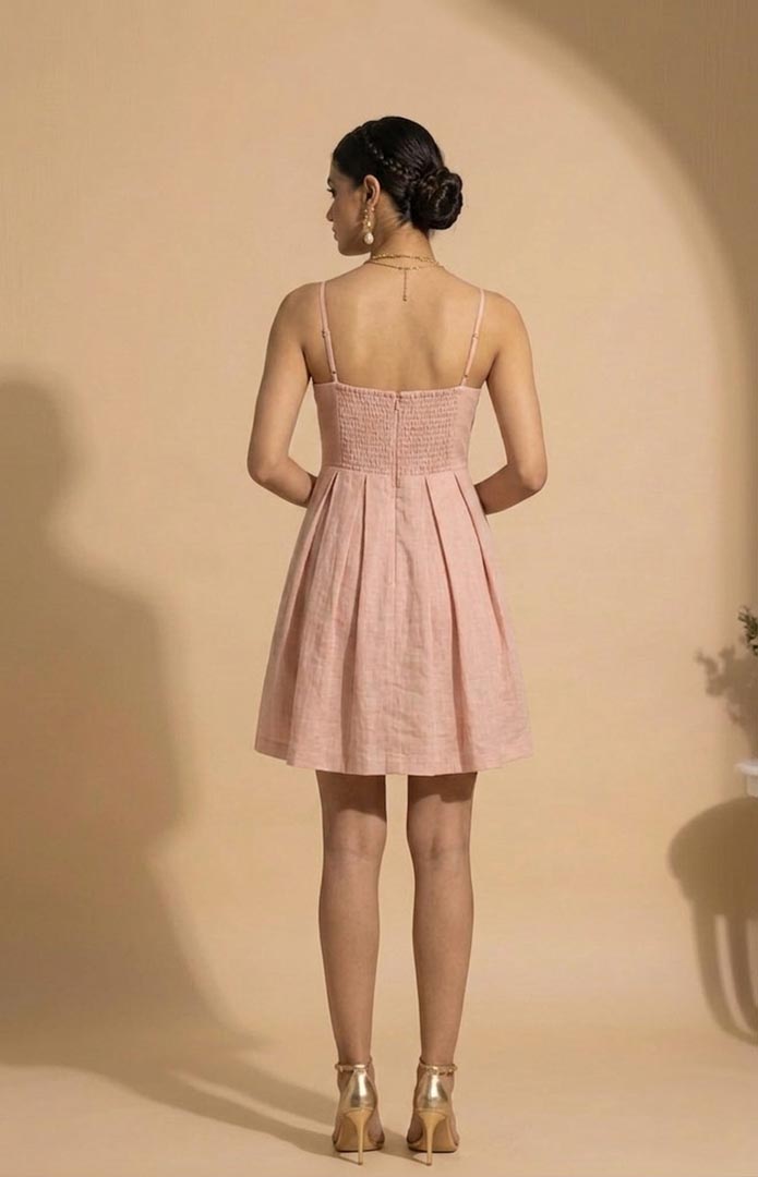 THETAA Evora  Embroidered Chanderi Cotton Flared Dress