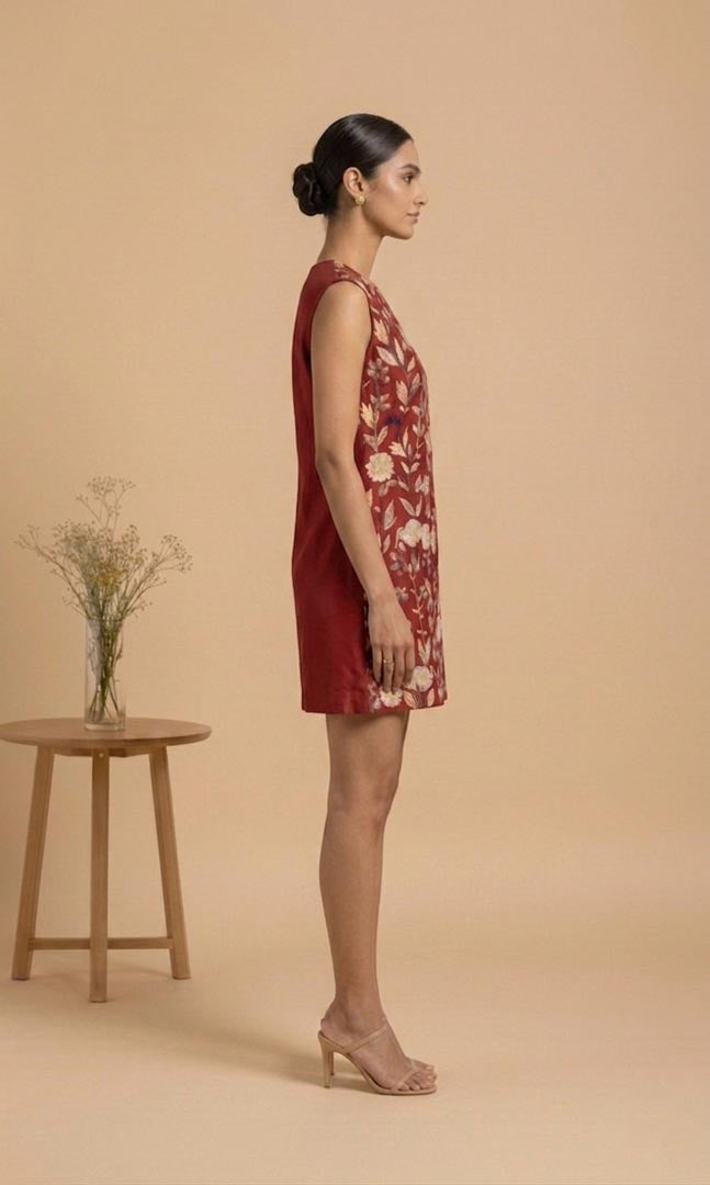 THETAA Liora  Hand-Embroidered Chanderi Cotton Dress