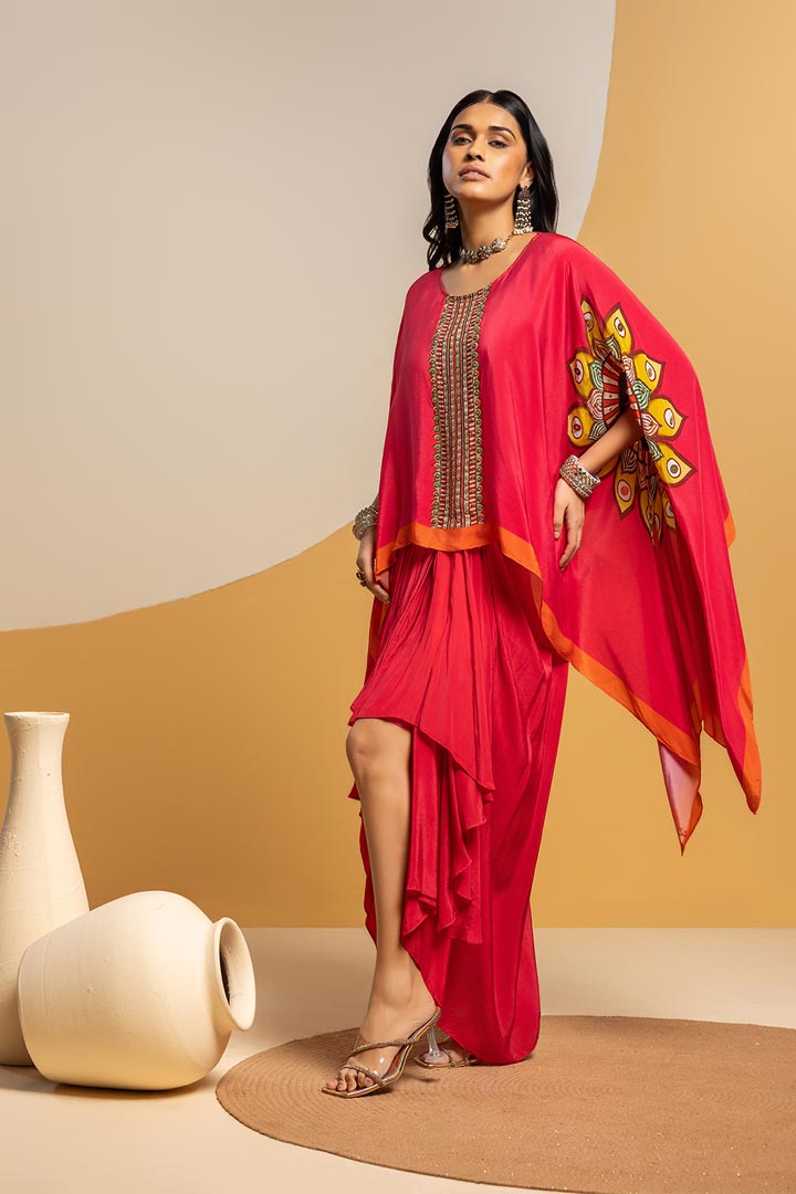 Taarani embellished  drape skirt  setSP4825