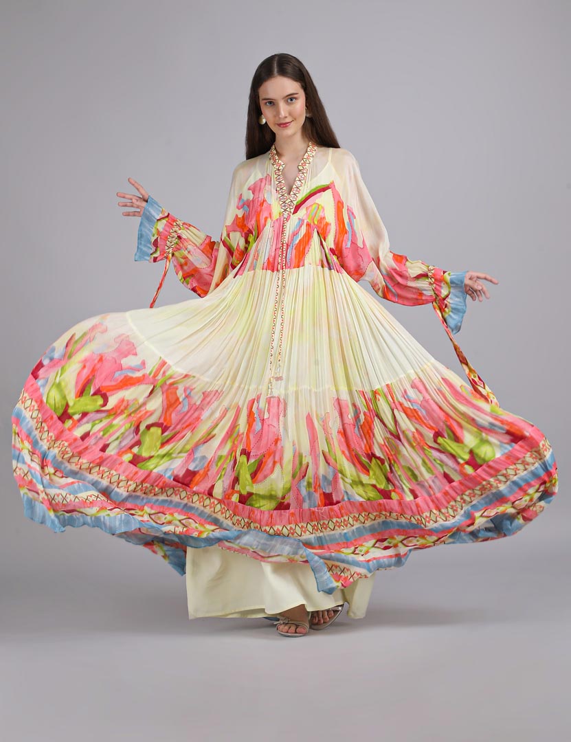 Linear lime summer placement Kaftan