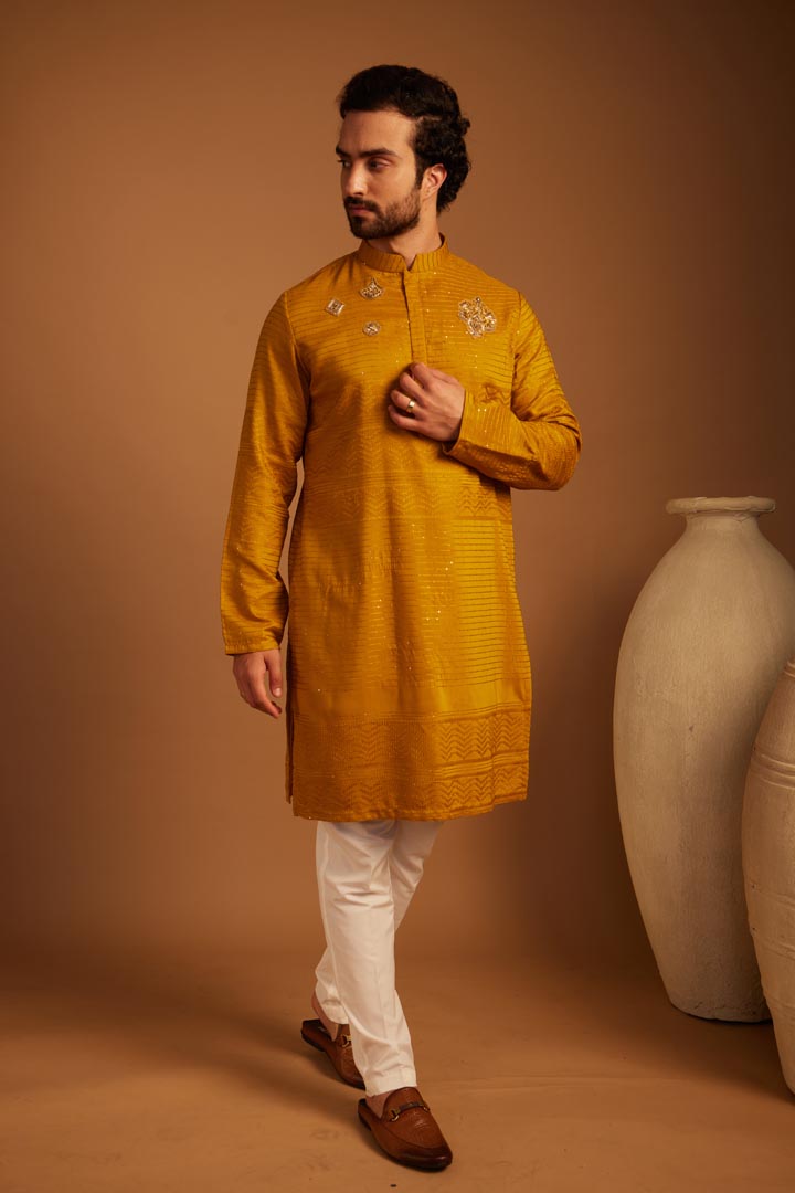 Image of Gleam Yellow Kurta Set