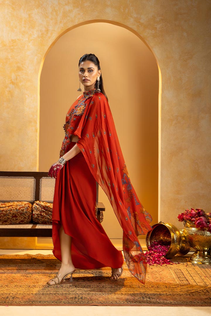 Rangtara Appliqued pre-stitched sareeSP4878