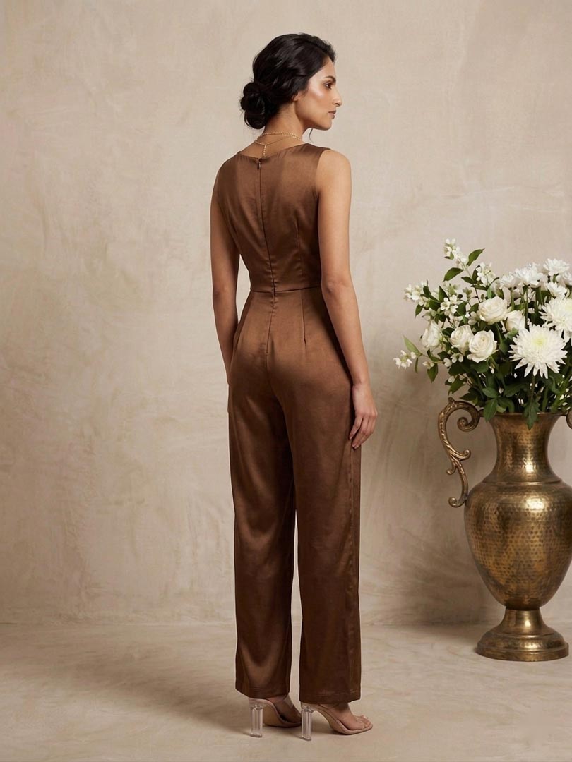 THETAA Vesper  Tailored Imported Satin Jumpsuit