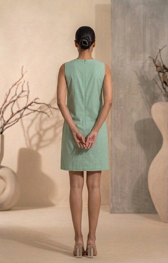THETAA Aveline  Embroidered Chanderi Cotton Dress