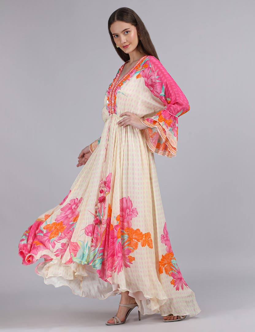 Floral Muse  high-low Kaftan Dress