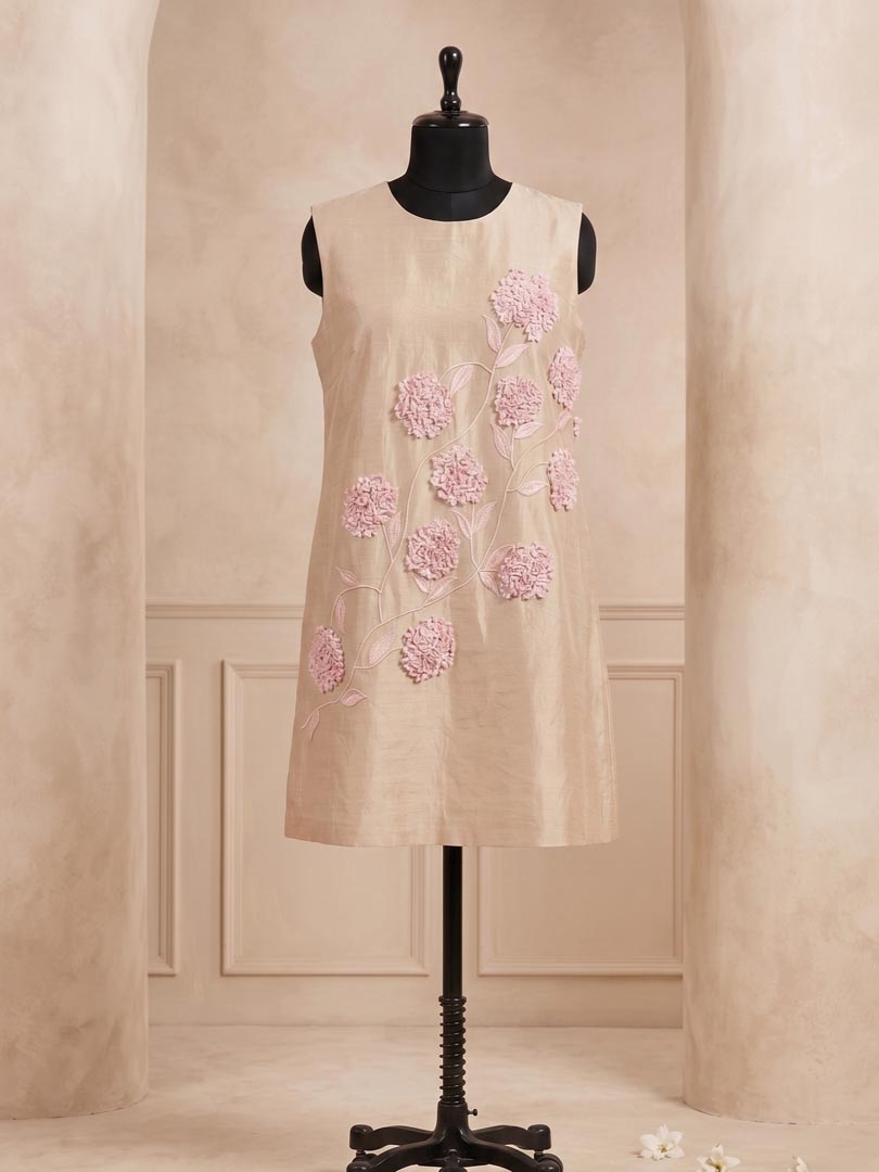 THETAA Fleur  Embroidered Chanderi Cotton Dress