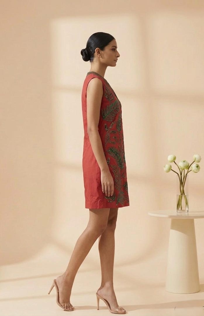 THETAA Viva  Embroidered Chanderi Cotton Dress