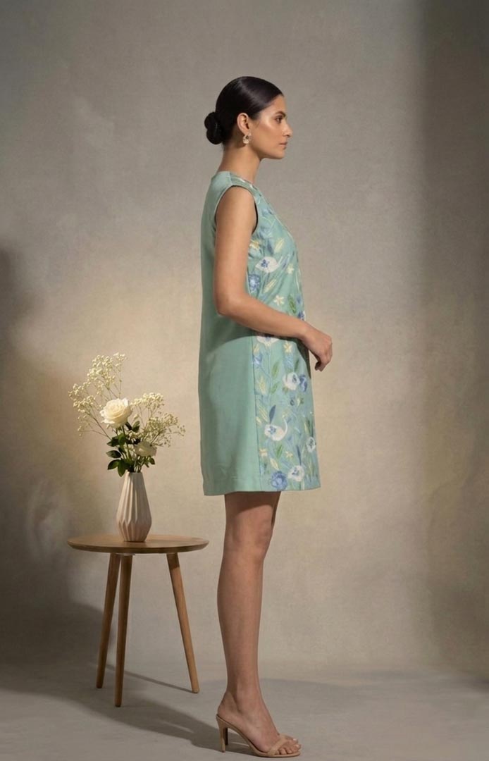 THETAA Elowen  Embroidered Chanderi Cotton Dress