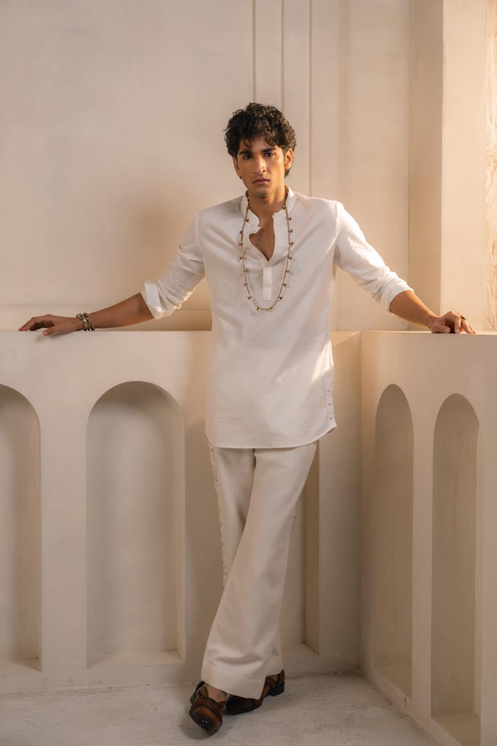 Ivory Cotton Linen Kurta set