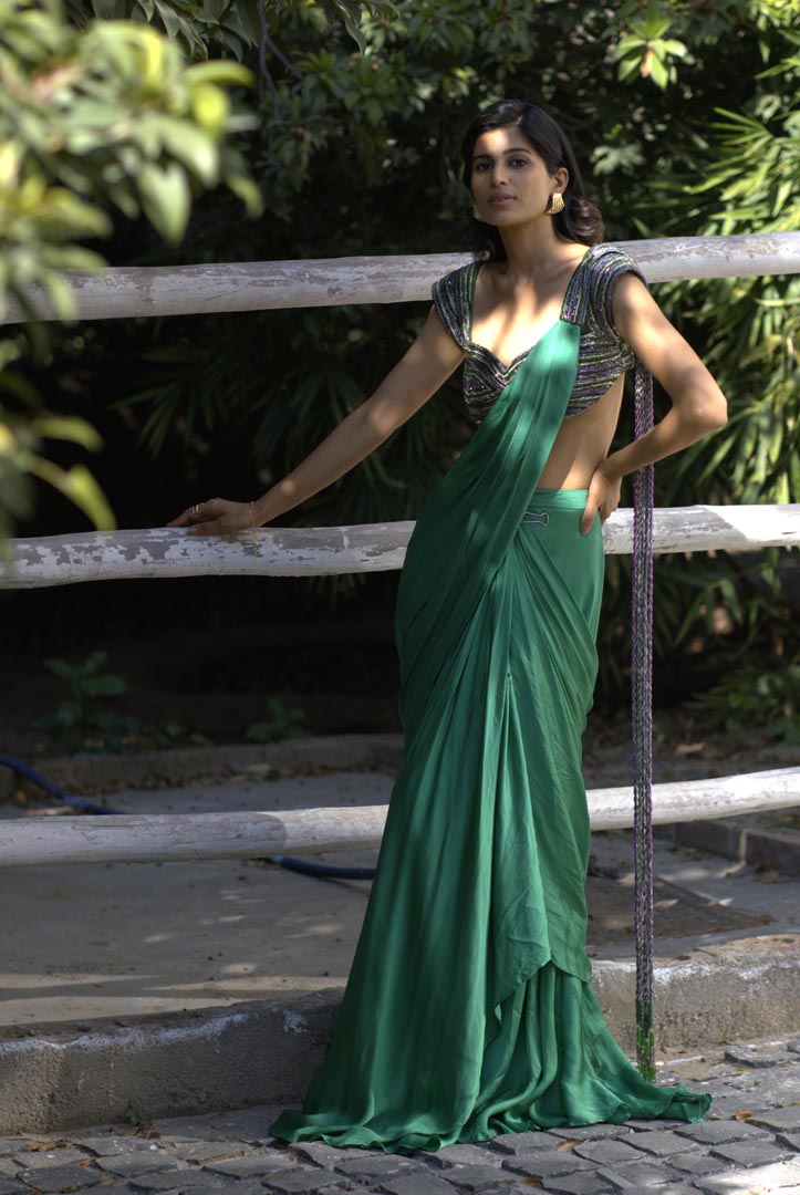 The Green Saree Set