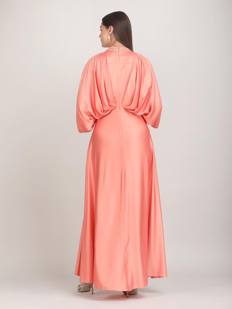 Peach Glow Draped Kaftan