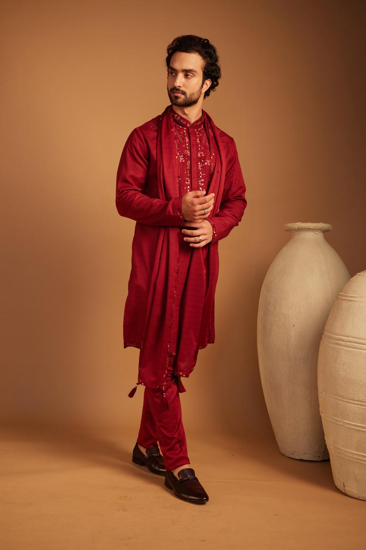 Image of Ember Red Kurta Set