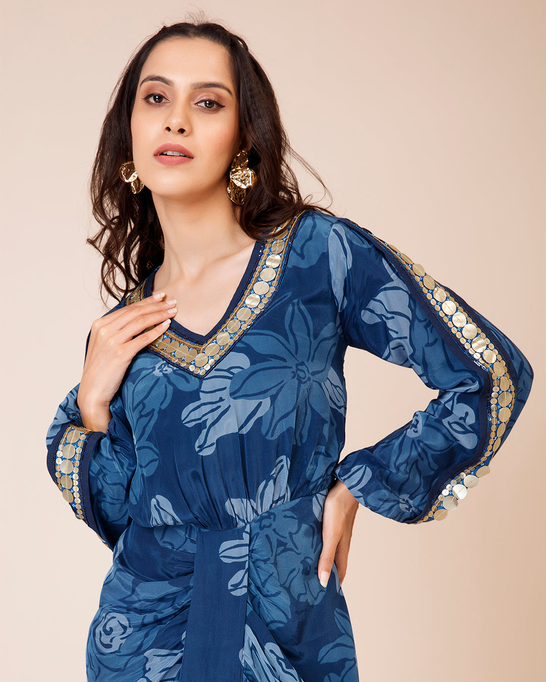 Celtic blue drape dress